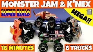 MONSTER JAM &amp; K'NEX Mega 16 Minute, 6 Monster Truck Super Build - Grave Digger
