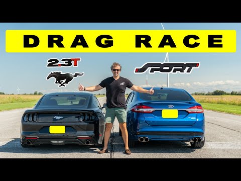 Tuned Ford Mustang 2.3l Ecoboost vs Tuned Ford Fusion Sport, tune doesn't help. Drag and roll race.