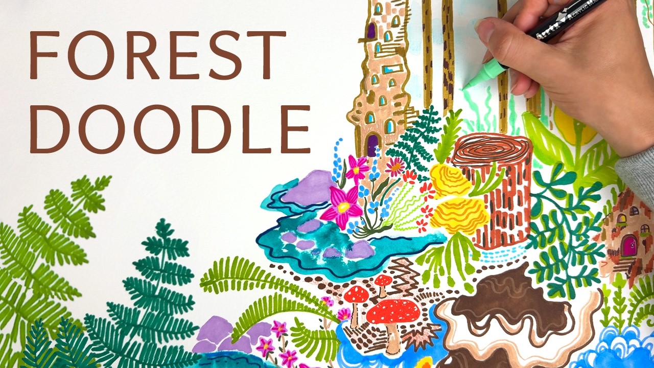 Peaceful Forest Doodle | 1.5 Hour No Talking Marker Art for Deep Relaxation