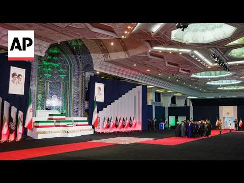 Supreme leader Ayatollah Ali Khamenei's casket on display in Tehran