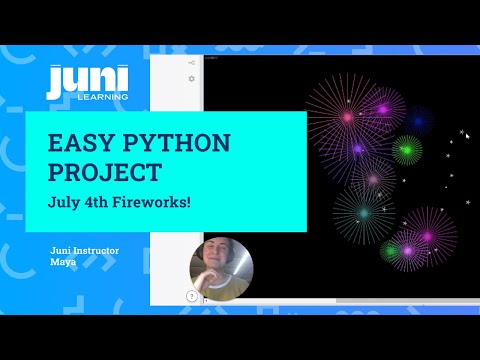 Python Beginner Project Tutorial Design July 4th Fireworks