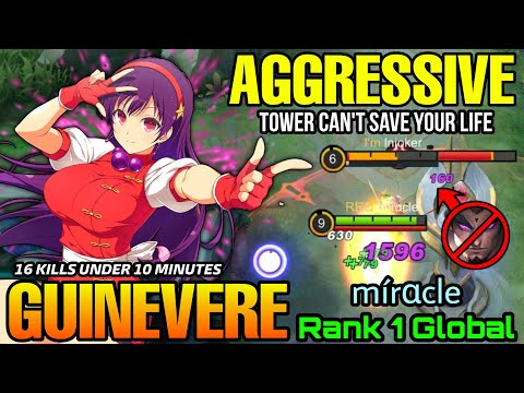 Tower Can't Save Your Life! Guinevere SideLane 16 Kills! - Top 1 Global Guinevere by mírαcle - MLBB