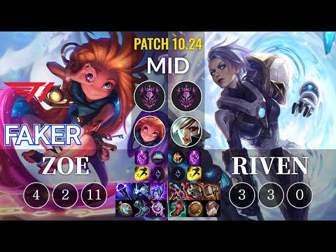T1 Faker Zoe vs Riven Mid - KR Patch 10.24