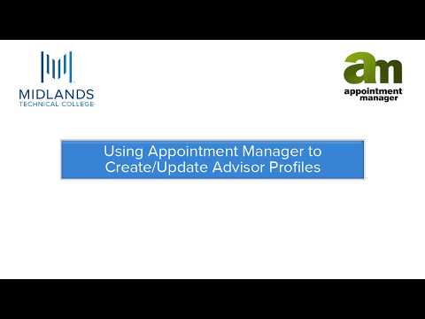 Appointment Manager Advisor Tab Create Update Advisor Profile