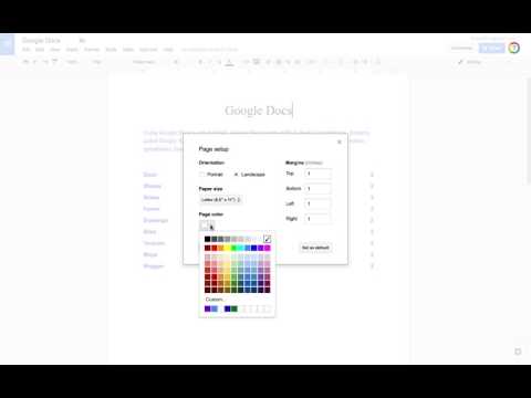 Changing Orientation, Margins and Background Color of Google Docs