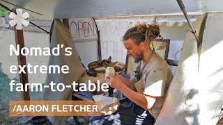 Homeless shepherd starts world's smallest farm. Fits in DIY wagon