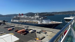 P@O Pacific Adventure docked in Hobart Tasmania, Next to the Fred Olsen Cruises “Bolette” 08/03/2025