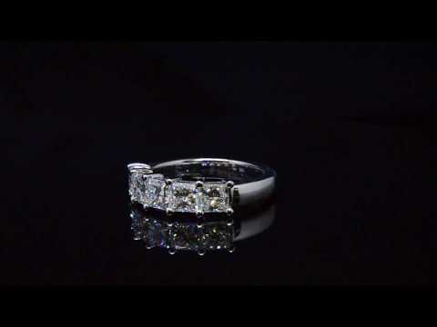 2.50 ct. 5 Stone Princess Cut Diamond Anniversary Wedding Ring # 22810