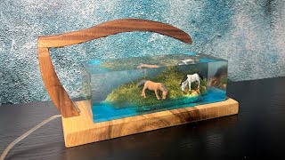 Horses in Resin | Decorative Epoxy Resin lamp - Resin Art