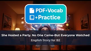 English Story (B2) - 🏠 She Hosted a Party. No One Came–But Everyone Watched | FREE PDF + Vocabulary!