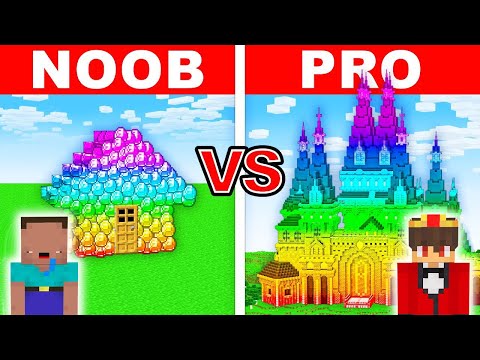 NOOB vs PRO: Modernes REGENBOGEN HAUS Bau Challenge in Minecraft