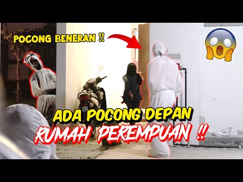 ADA POCONG DEPAN RUMAH PEREMPUAN !! - SERAM SAMPAI LARI !