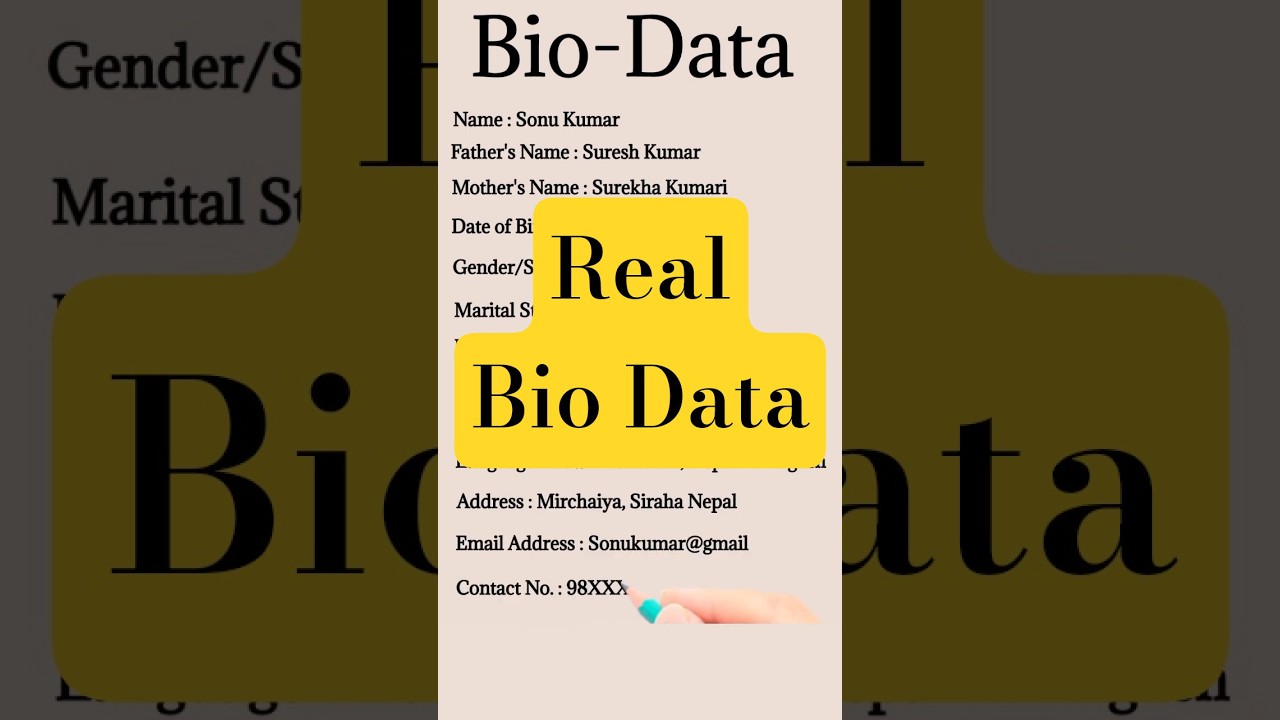 How to Write a Simple Bio-Data for Job Application | Biodata Example