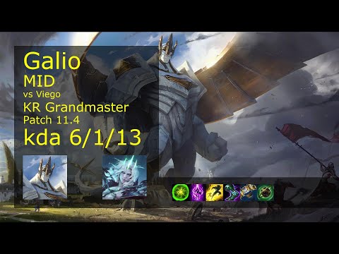 Galio Mid vs Viego - KR Grandmaster 6/1/13 Patch 11.4 Gameplay // [롤] 갈리오 vs 비에고 미드