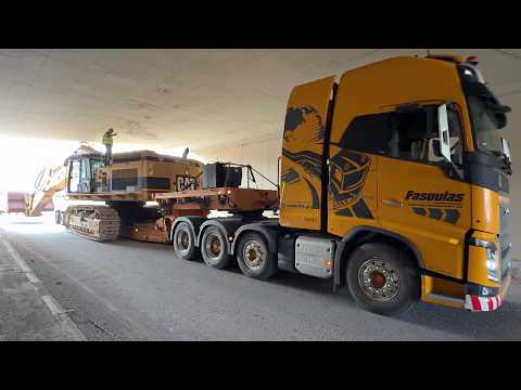 Caterpillar 365C Excavator Transported To Quarry Via Low Tunnel - Fasoulas Heavy Transports - 4K