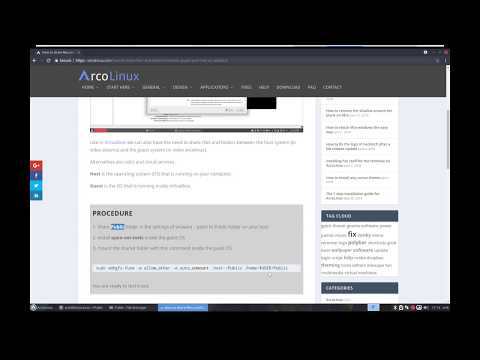 ArcoLinux : 486 how to share folders and files between guest and host in vmware
