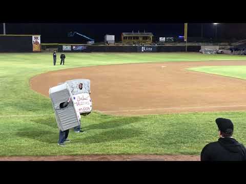 Mattress Race at Rockford Rivets Baseball Game