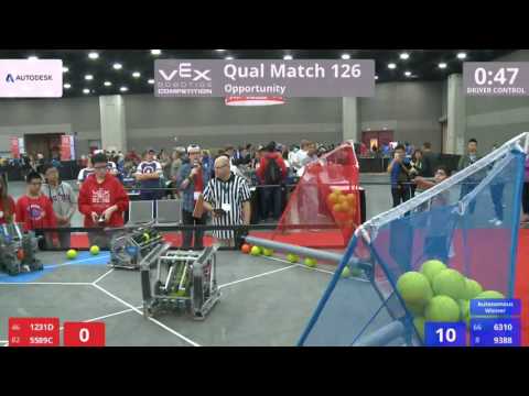 VEX Worlds 2016 - VRC Middle School - Opportunity - Qual 126 (1231D 5589C) 203 vs 229 (6310 9388)