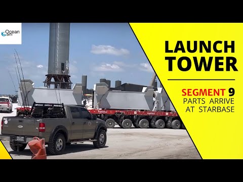 Orbital Launch Tower Section 9 pieces arrive on a SPMT.