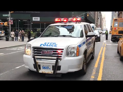 MULTIPLE NYPD UNITS RESPONDING ON WEST 57TH STREET ON WEST SIDE OF MANHATTAN, NEW YORK CITY.