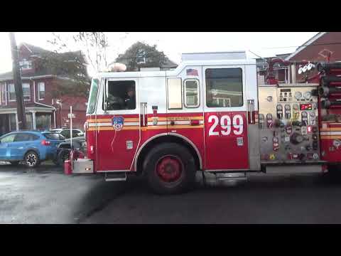 FDNY Engine 299 Spare taking up from a 10-75 All Hands Fire in a detached garage