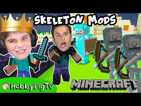 Minecraft MODS Skeleton Game!  HobbyPigTV