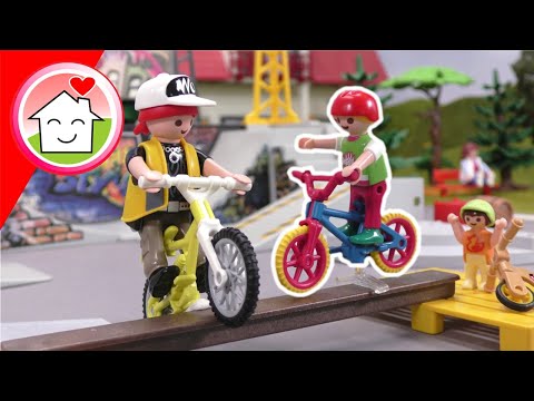 Playmobil Film Familie Hauser - Der Fahrradparkour - Geschichte mit Anna und Lena
