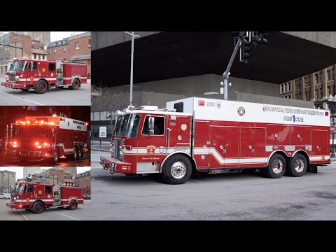 (First Catches of 2021) Boston RES1CUE responding with --HEAVY Q AND HORNS-- to a BUILDING FIRE