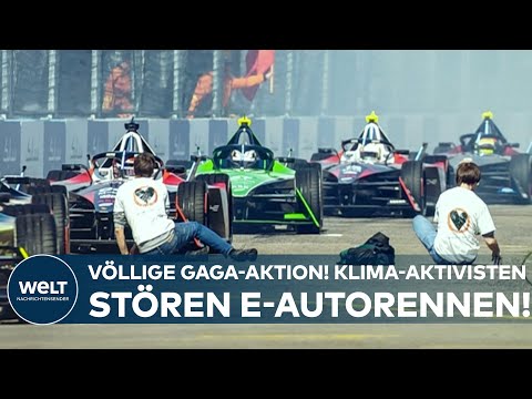 "LETZTE GENERATION" MIT GAGA-AKTION: Aktivisten stören Start von E-Auto-Rennen