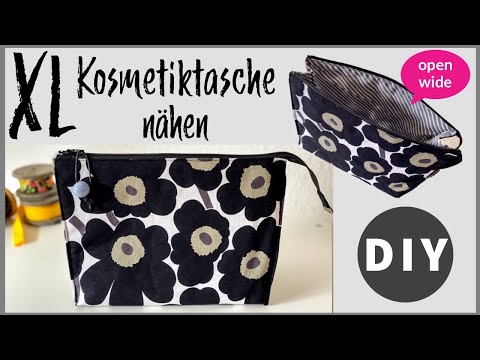 Kosmetiktasche mit großer Öffnung nähen, DIY Anleitung, open wide