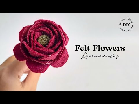 DIY Felt Flower : Ranunculus | Membuat Bunga Ranunculus dari Flanel