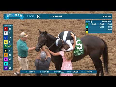 Anisette wins the Del Mar Oaks (Gr.I) race 8 at Del Mar 8/19/23.