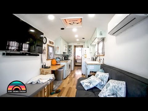 Raised Roof School Bus Built Like A Residential Home - Full Detailed Tour