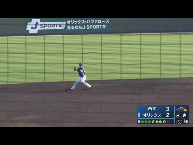 【8回裏】ライオンズ・川野 逆シングルからノーバウンド送球でファインプレー!! 2021/2/24 B-L(MBG)