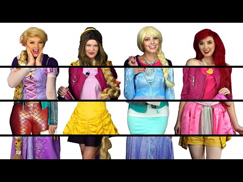 DISNEY PRINCESS CLOTHES SWITCH UP CHALLENGE WITH FROZEN ELSA, BELLE, ARIEL & RAPUNZEL. Totally TV