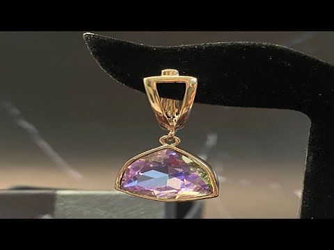 Серьги Треугольник с камнем Swarovski, Английская застежка, Медзолото. - фото 1 - id-p1787555450
