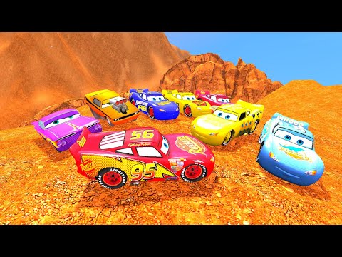 GTA 4 McQueen Cars Realistic Cliff Drop Crash Testing Ep. 15 | GTA IV Car Mods