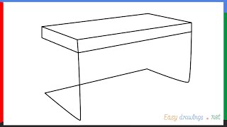 How to draw a Desk step by step for beginners