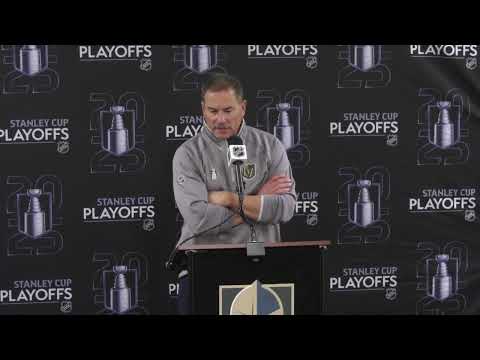 Golden Knights coach Bruce Cassidy speaks to media