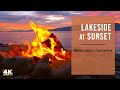 Relaxing Campfire by Lake at Sunset in 4k Ultra HD, Stress Relief, Meditation & Peaceful Deep Sleep