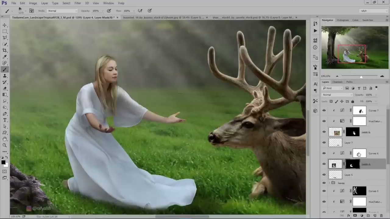 making dramatic lights fantasy deer photo manipulation photoshop tutorial by rafy a