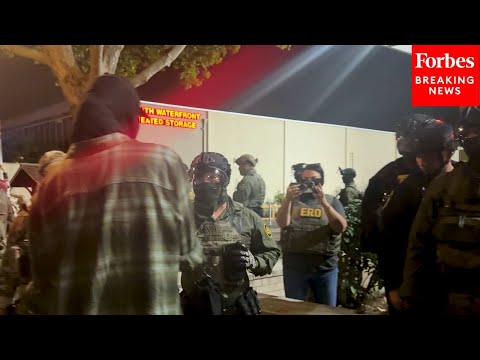 RAW VIDEO: Protestors Face Off With Federal Agents Outside Portland, Oregon, ICE Facility