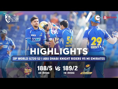ILT20 S2 | English - HIGHLIGHTS | MI Emirates V/S Abu Dhabi Knight Riders  - T20 Cricket | 28th Jan