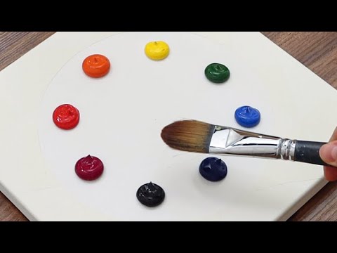 How to Simple Coloful Acrylic Painting on Canvas #870 Step by Step - Serena Art