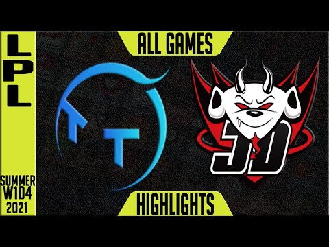 TT vs JDG Highlights ALL GAMES | LPL Summer 2021 W1D4 | TT vs JD Gaming