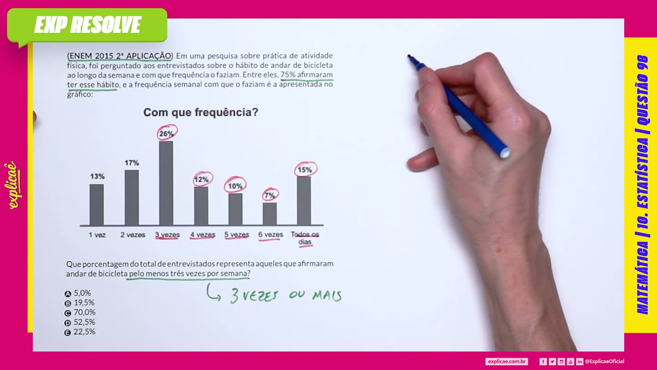 EM UMA PESQUISA SOBRE PRÁTICA DE ATIVIDADE FÍSICA, FOI PERGUNTADO AOS (...) |  ESTATÍSTICA