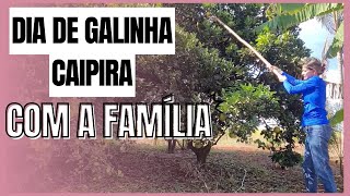 Fizemos almoo/ GALINHA CAIPIRA/ ANGU DE MILHO VERDE / JOELHO DE PORCO no FOGO  LENHA