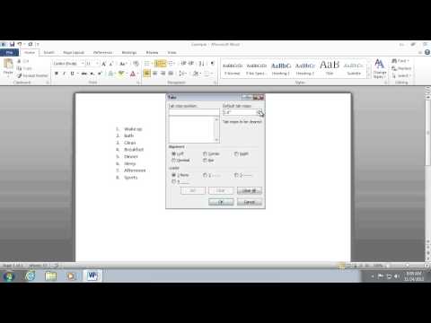 How to set Tabs in Word