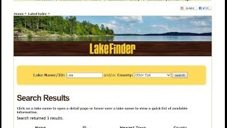 Lakefinder Minnesota Tutorial