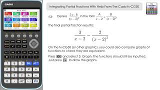 Integrate Partial Fractions With Help From Casio fx-CG50 | Verify integration using Casio Calculator